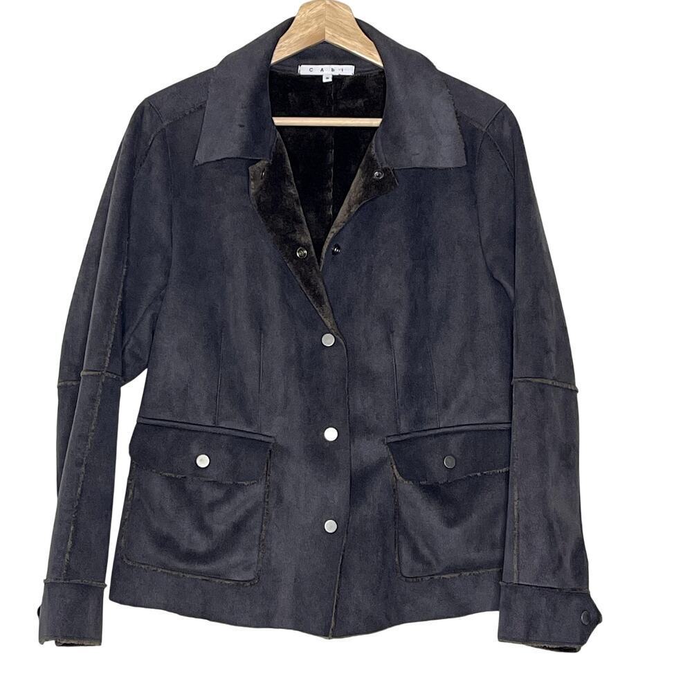 CAbi Women's Shaggy Faux Suede Snap Front Brown Jacket Style #335 Size M‎